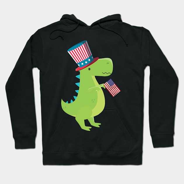 4th of July USA T-rex Hoodie by othmane4